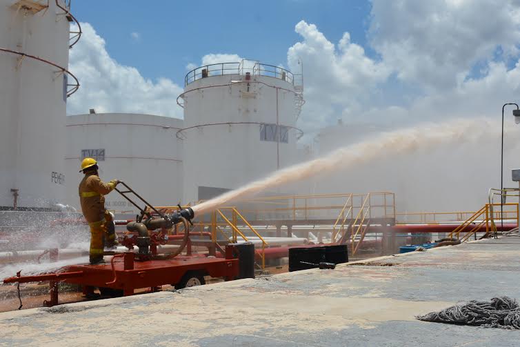 Simulacro de derrame e incendio en instalaciones de Pemex en Mérida