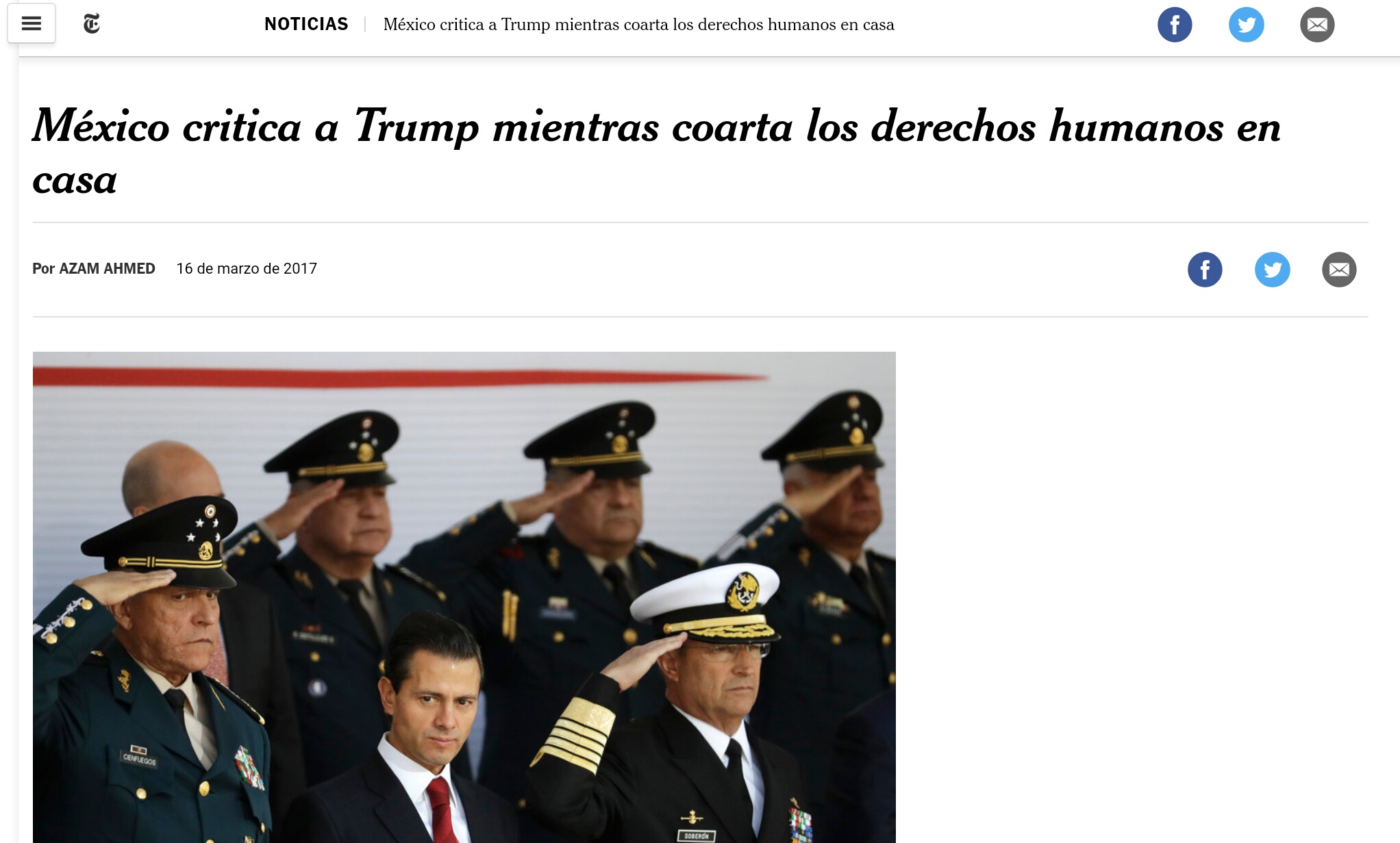 Critican en NYT discurso de México