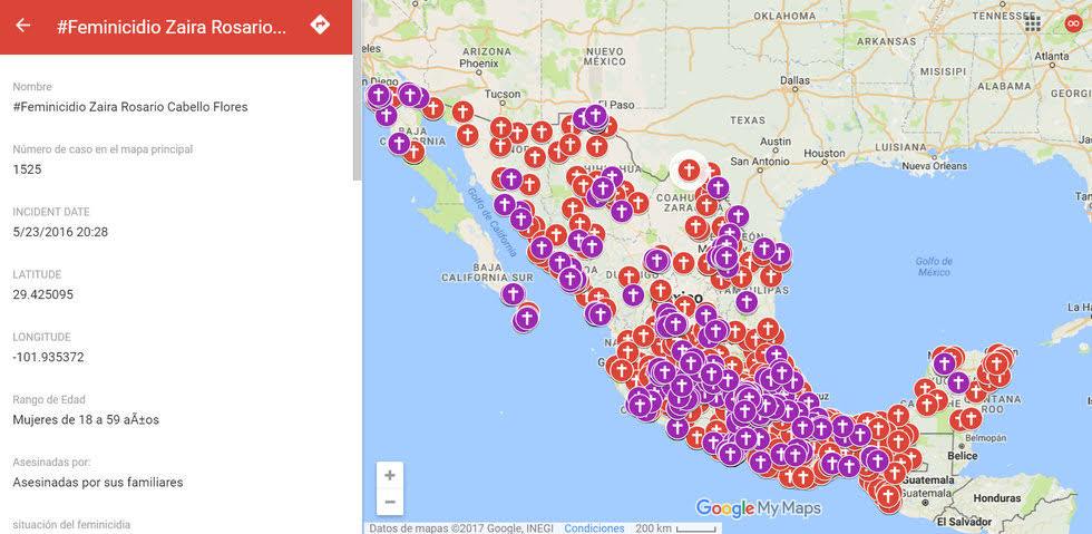 Mexicana crea mapa de feminicidios en el país