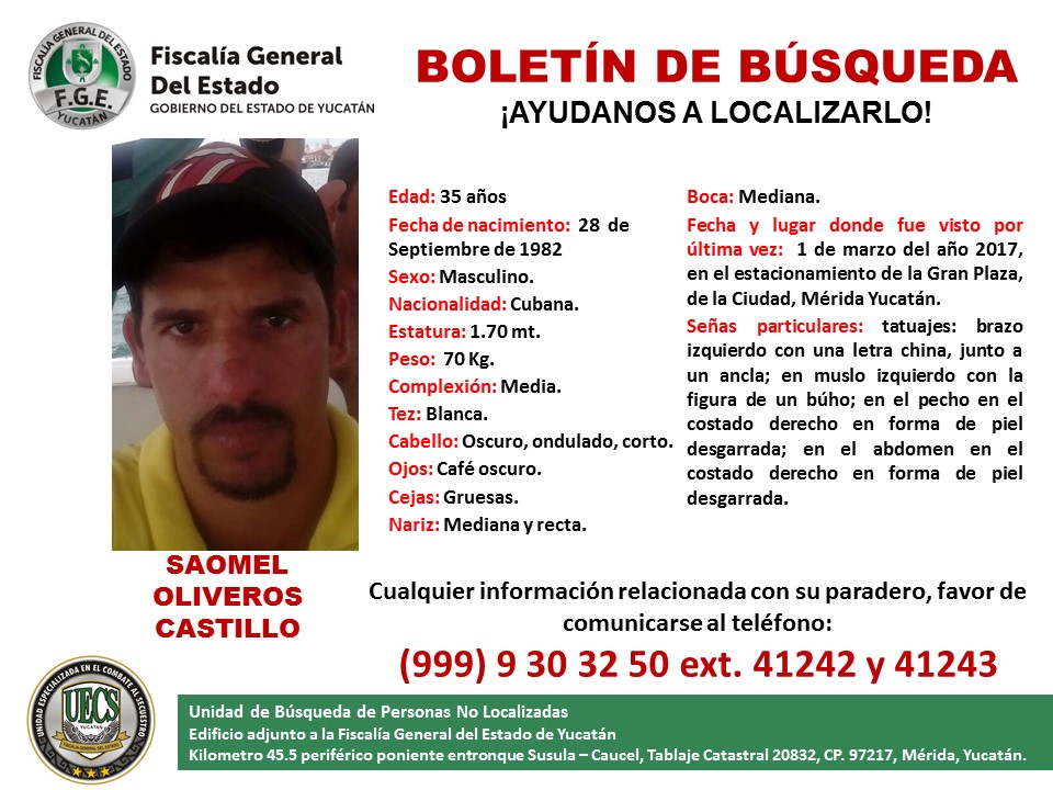 Reportan a cubano en calidad de extraviado en Yucatán