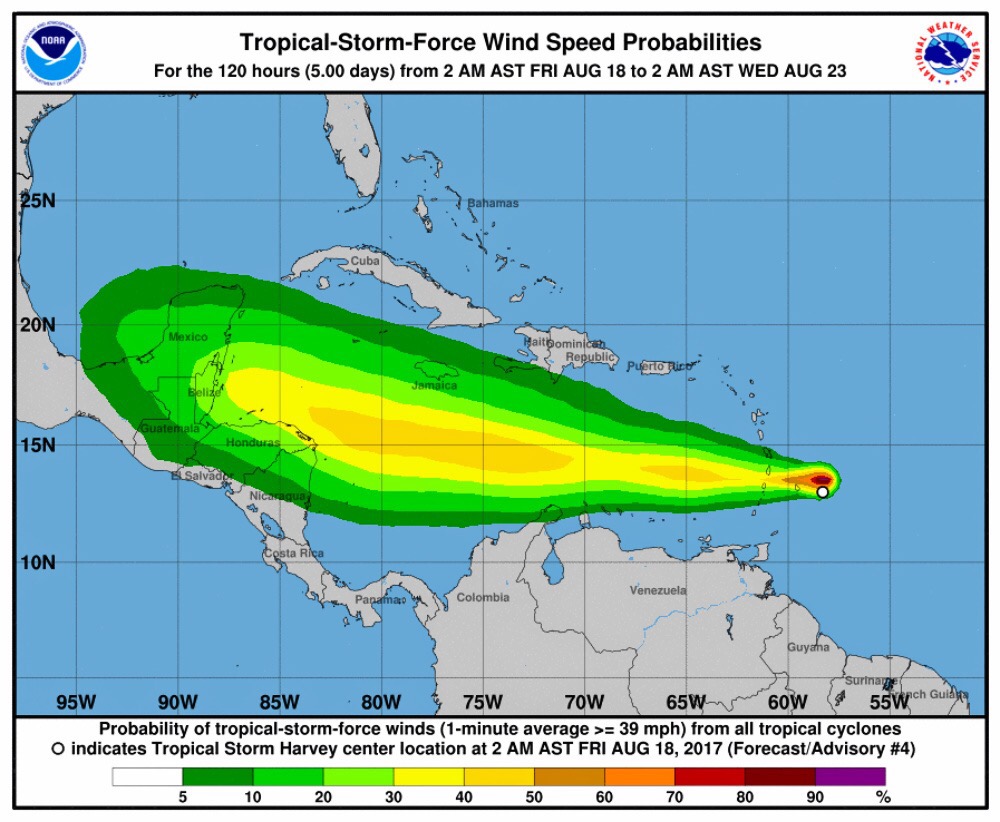 “Harvey”, con “paso firme” hacia el sur de la Península de Yucatán