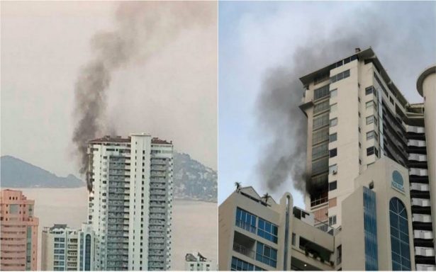 Incendio en condominios de Acapulco; hombre muere al lanzarse de piso 21