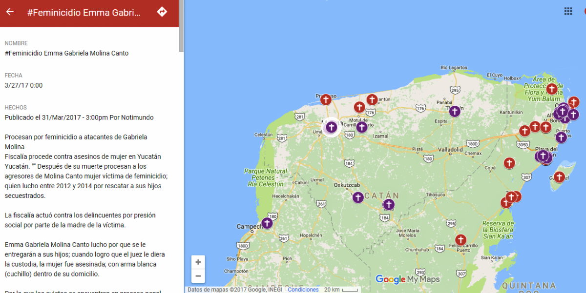 <i>Muestra</i> Google Maps los feminicidios en Yucatán