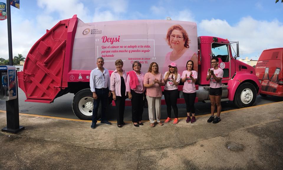 ¿Campaña contra el cáncer en camiones de basura? Ocurrió en Campeche