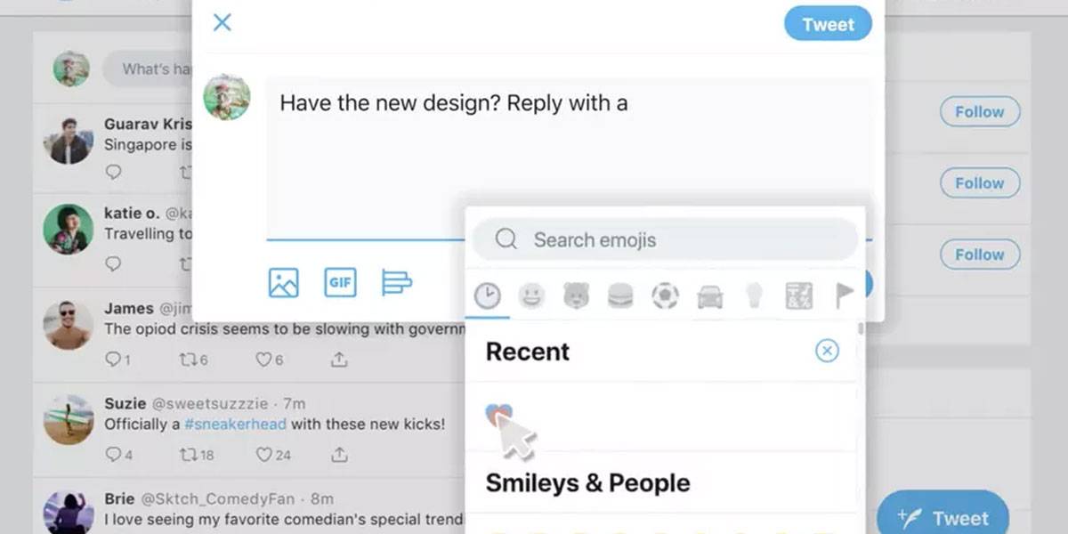 Twitter cambia su interfaz e integra un botón para emojis