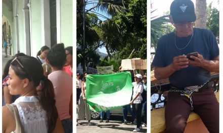 Protestan maestros, ambientalistas y despedido de su trabajo
