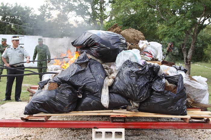 Incineran en Yucatán más de 221 kilos de narcóticos