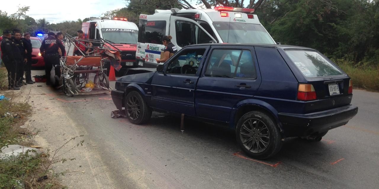 Pasajeros de mototaxi en Kanasín lesionados en choque