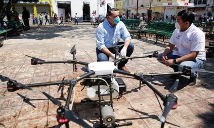 Con drones sanitizarán espacios públicos de Mérida
