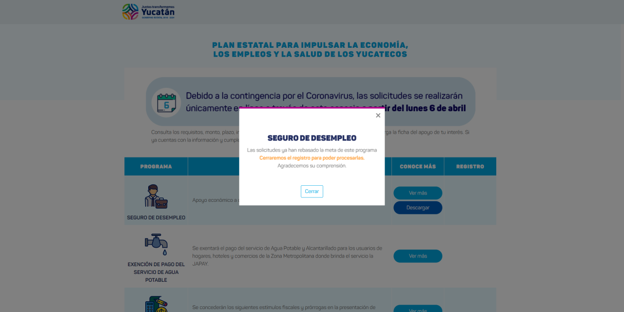 ¡Agotado! Cierran en Yucatán registro para seguro de desempleo