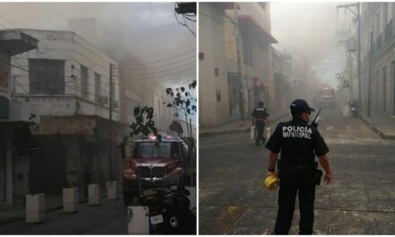Extraño incendio dañó bodega del centro histórico de Mérida