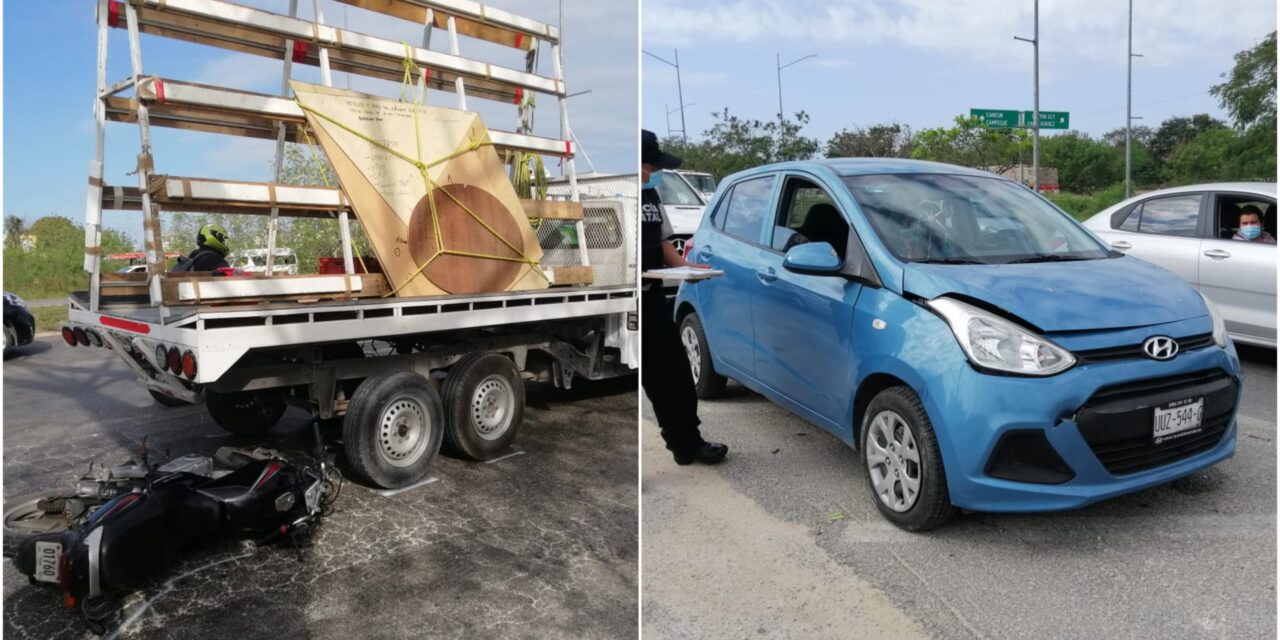 Choque múltiple de ocho vehículos en periférico oriente de Mérida