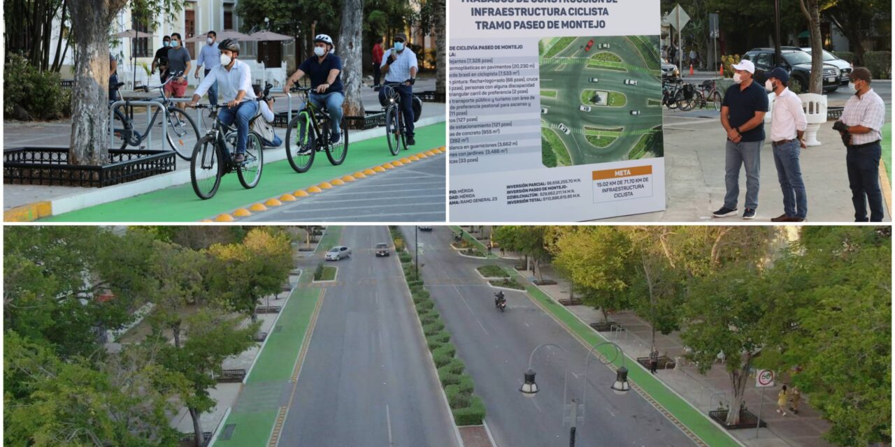 Con ‘pedaleada’ entregan Vila y Renán ciclovía en Paseo de Montejo