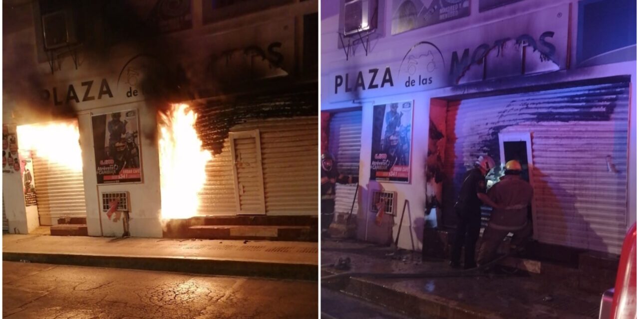 ‘Plaza de las Motos’ en Mérida dañada por incendio de origen desconocido