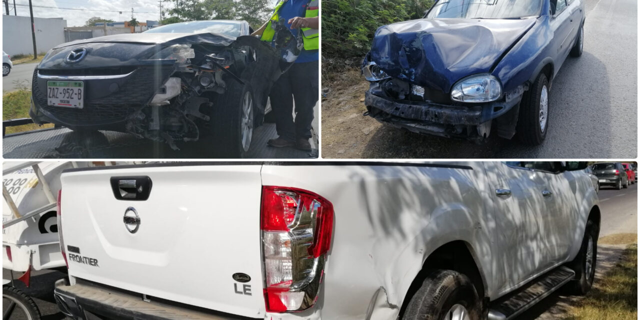 Siete autos golpeados en 1 kilómetro del periférico de Mérida