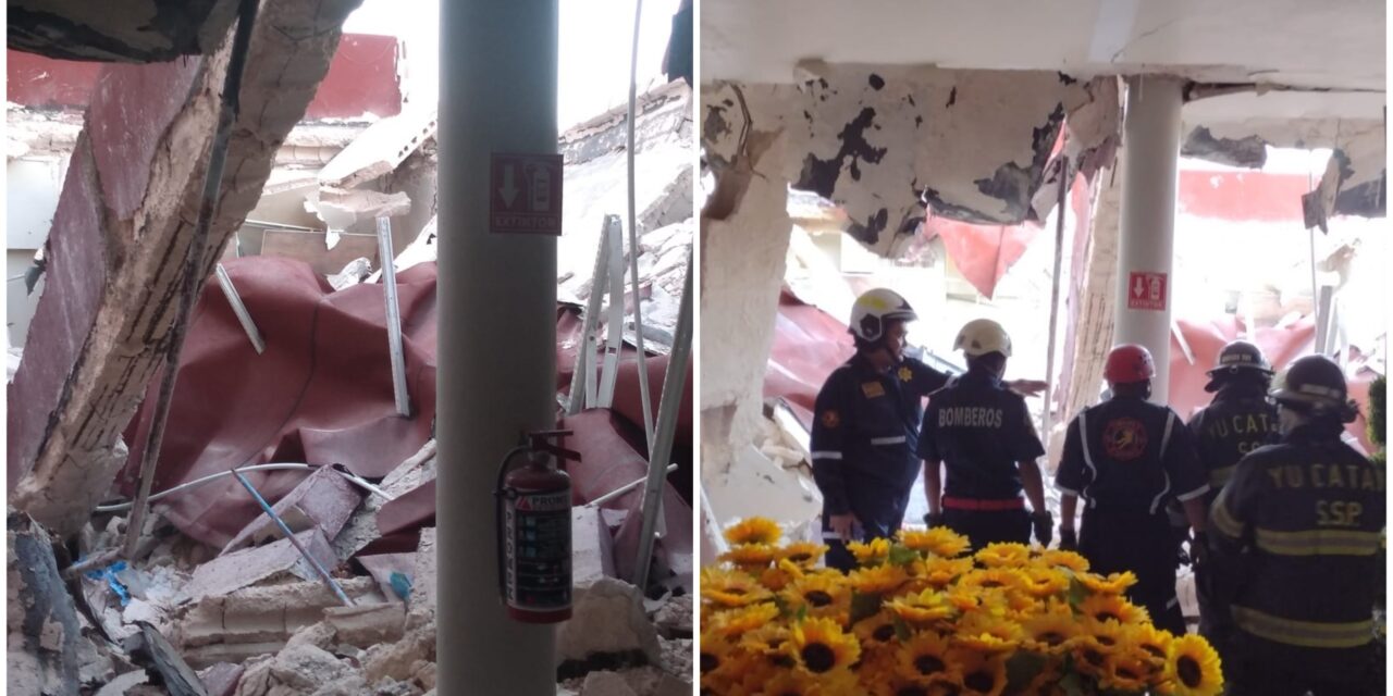 Sin lesionados por desplome de techo en tienda Fantasías Miguel, Mérida