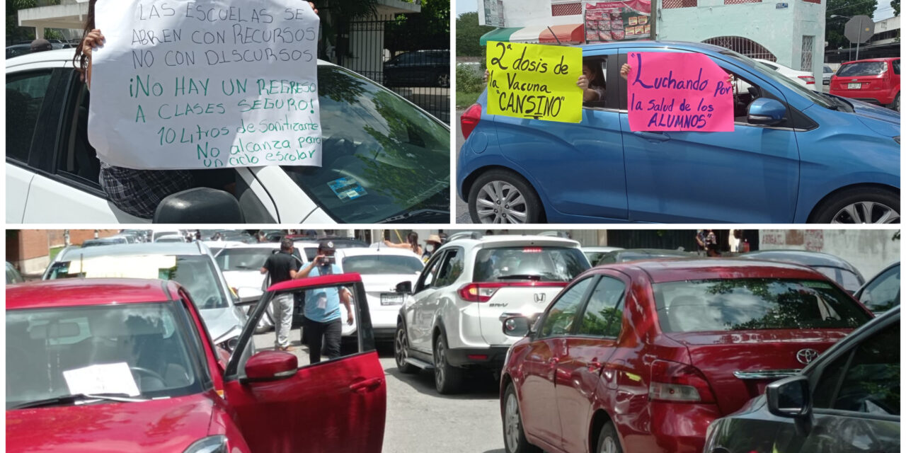 Caravana de protesta y diálogo en SEGEY por regreso a clases presenciales