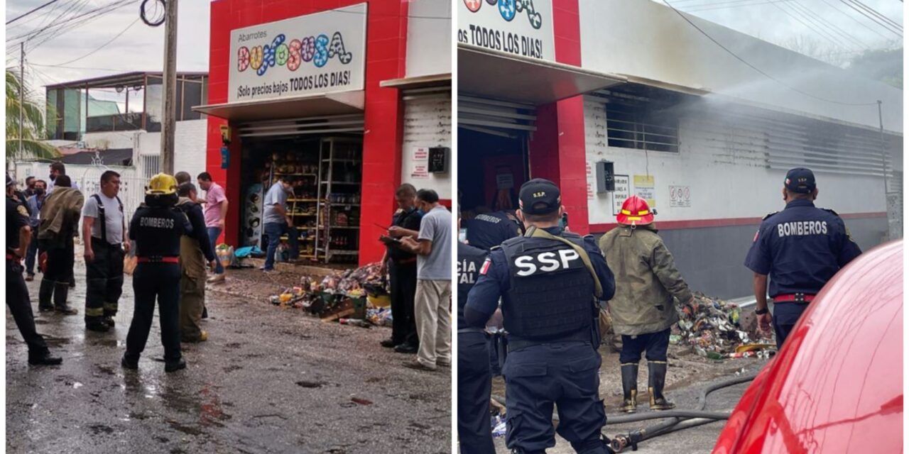 Incendio daña tienda Dunosusa en fraccionamiento Chenkú