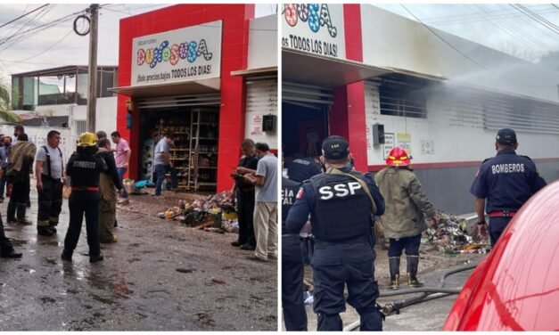 Incendio daña tienda Dunosusa en fraccionamiento Chenkú