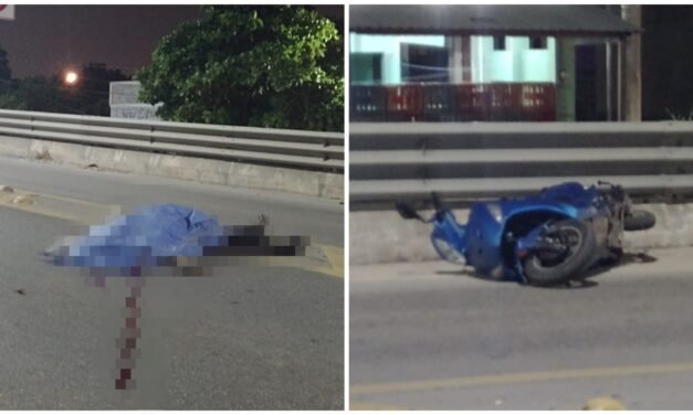 Esquiva “bulto” sobre pavimento, pero derrapa y muere en puente a Tixkokob