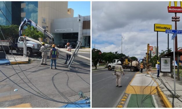 Arrastra tráiler líneas de “cableras” y rompe postes en prolongación Montejo