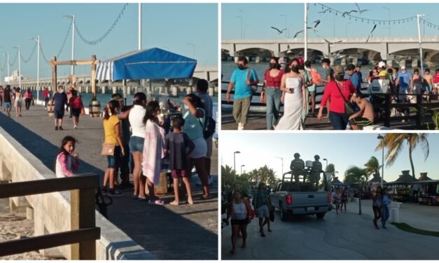 Paseantes ‘inundan’ puerto de Progreso en último domingo del año
