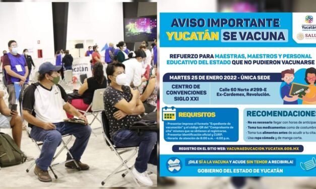 Otra oportunidad a personal educativo para refuerzo de vacuna