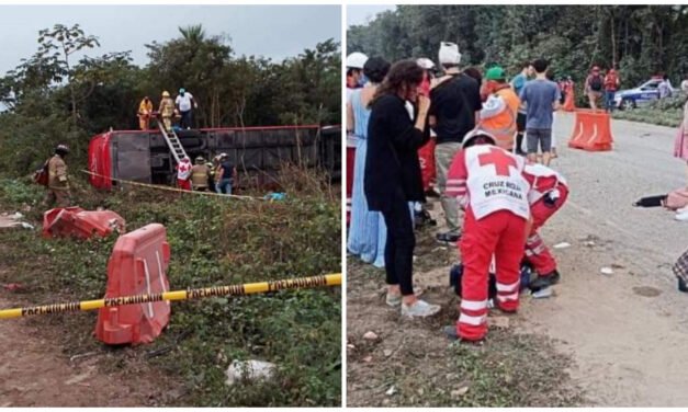Domingo rojo en la Mérida – Cancún; vuelca autobús de ADO