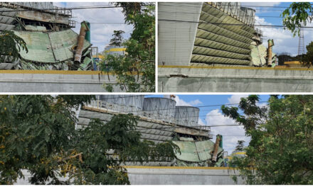 Derrumbe de vieja estructura en planta eléctrica de Mérida deja sin respuesta a CFE