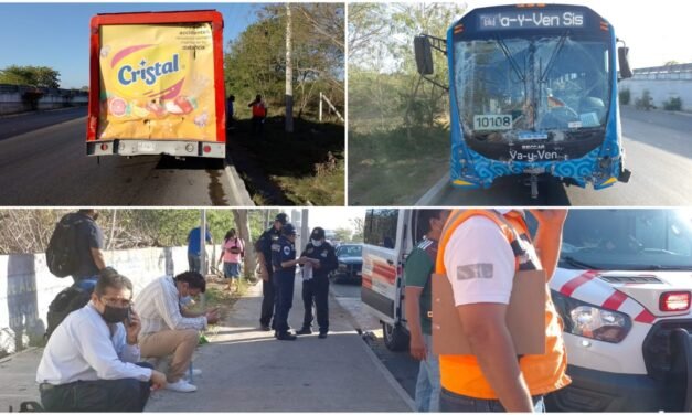 Choca autobús “Va y Ven” contra refresquero y deja lesionados