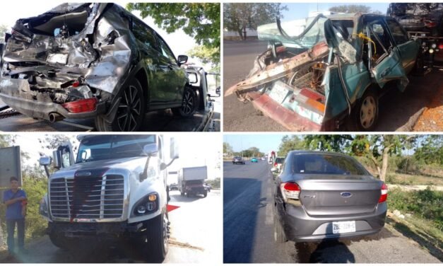 Carguero de combustible ocasiona carambola en periférico Mérida