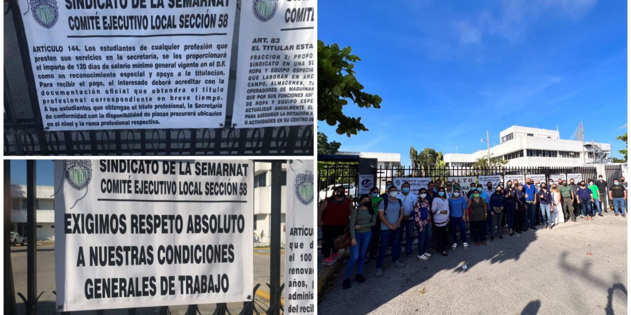 Sindicalistas bloquean oficinas de Semarnat en Mérida