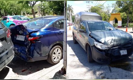 Camioneta sin seguro y colisión de cuatro en la García Ginerés