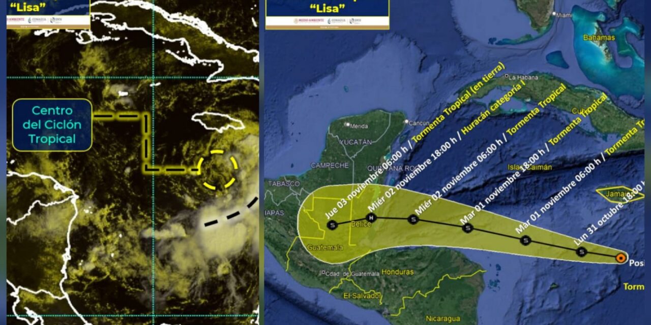 Tormenta tropical “Lisa”, pasaría debajo península de Yucatán