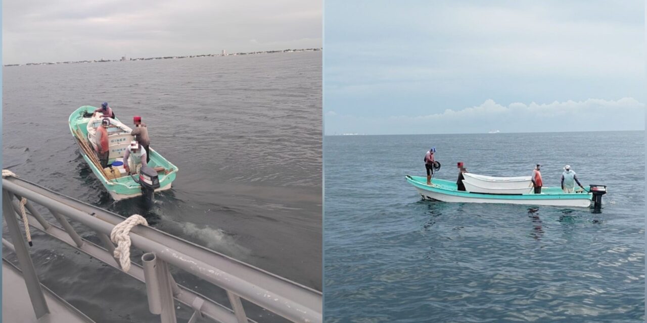 Rescatados cuatro pescadores a la deriva al noreste de puerto Progreso