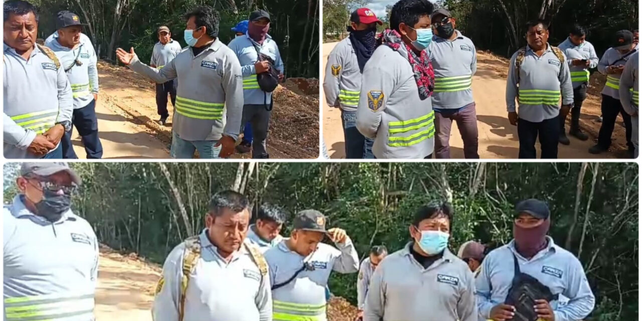 Vigilantes de empresa contratista de Tren Maya protestaron en Uayma
