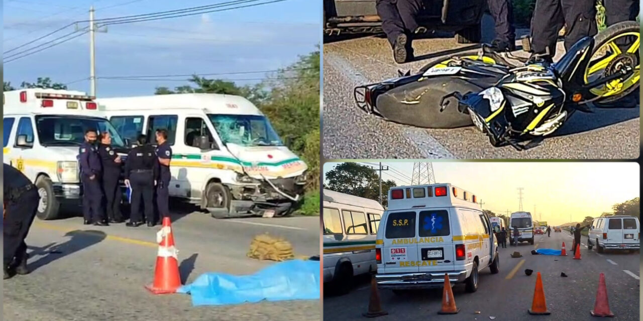 Colectivo atropella y mata a motociclista en la carretera Mérida – Tetiz