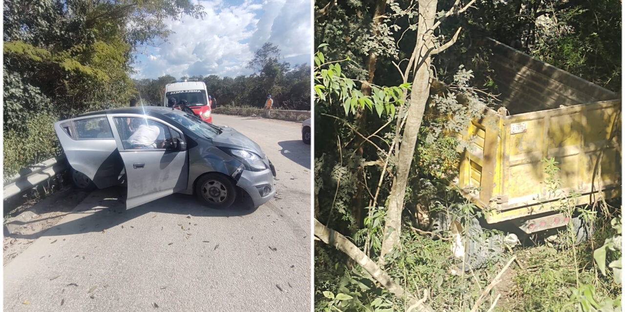 Spark contra camión de volteo: tres lesionados en la Valladolid – Izamal