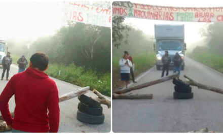 Ahora en Tihosuco ejidatarios bloquean carretera que enlaza a Quintana Roo y Yucatán