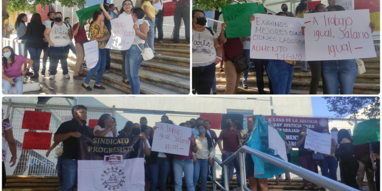 Empleados de tribunales en Yucatán exigen salarios dignos y menos trabajo
