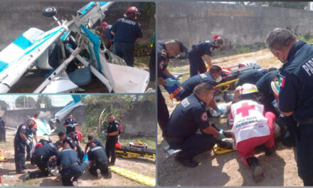 Instructor y alumno lesionados al desplomarse avioneta en Mérida