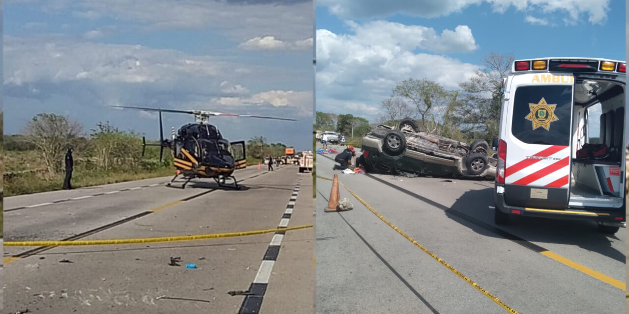 Estalla llanta de camioneta y vuelca: un muerto y cinco lesionados