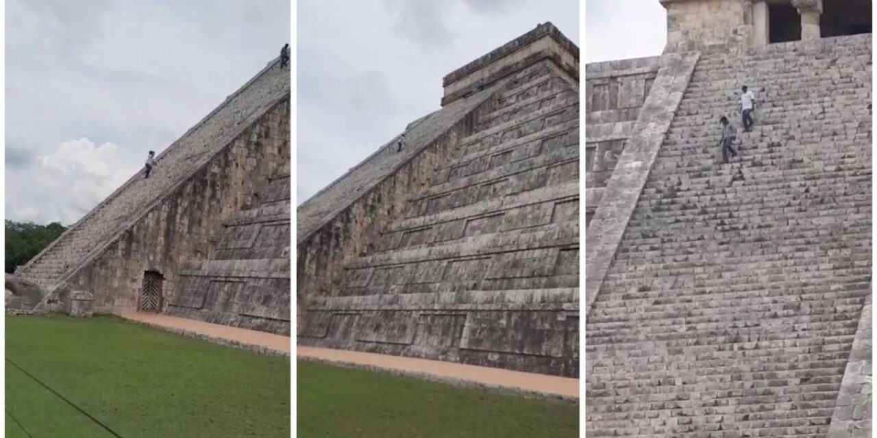 Sube yucateco a pirámide de Kukulcán en Chichén Itzá