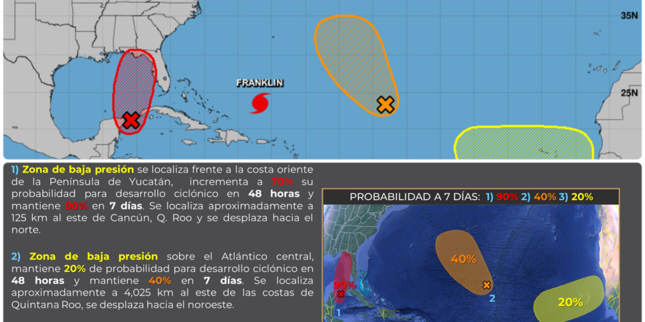 Potencial ciclón tropical al noreste de península Yucatán
