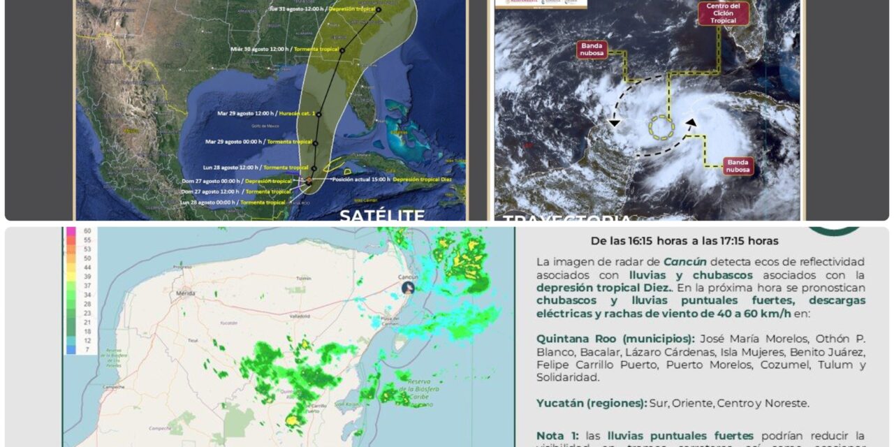 Evoluciona ciclón y se estaciona frente a Cancún; más lluvias
