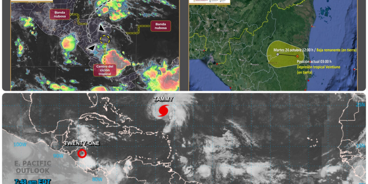 Depresión Tropical 21 en Nicaragua, distante de península Yucatán