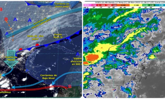 Sistema frontal débil y de corta duración sobre península Yucatán