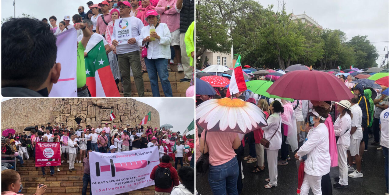 Desafían el “mal tiempo” en Mérida y salen en defensa de la democracia