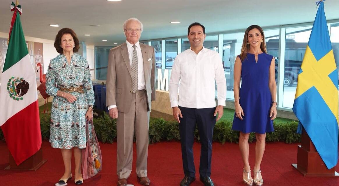 Los reyes de Suecia, Carlos XVI Gustavo y Silvia, llegaron a Yucatán; visitarán Uxmal