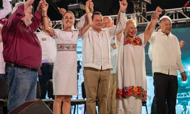 Cierran campaña en Yucatán Sheinbaum, Huacho y Rommel